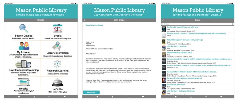 Library app screenshots
