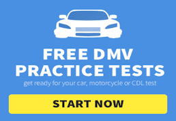 Car  with text "Free DMV Practice Tests"